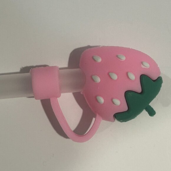 Pink Strawberry Strawtopper - Picture 3 of 3
